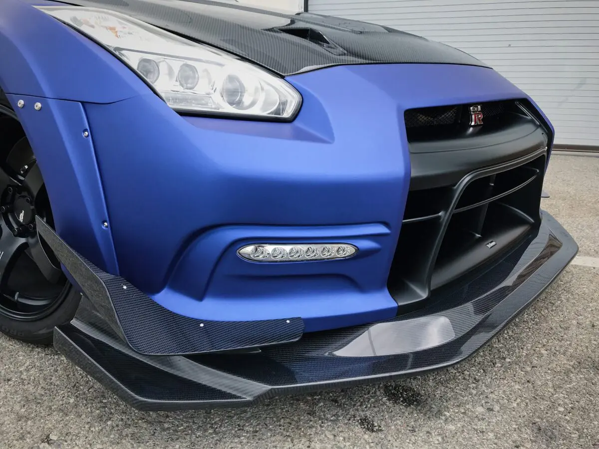 Nissan R35 GT-R Varis Avery Dennison Matte Brilliant Blue Metallic Color Change Vinyl Wrap