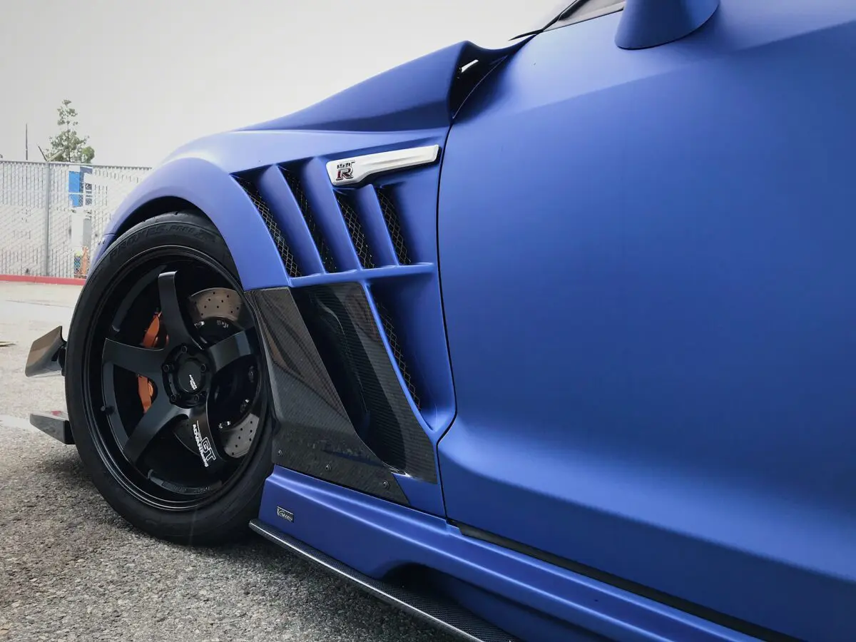 Nissan R35 GT-R Varis Avery Dennison Matte Brilliant Blue Metallic Color Change Vinyl Wrap