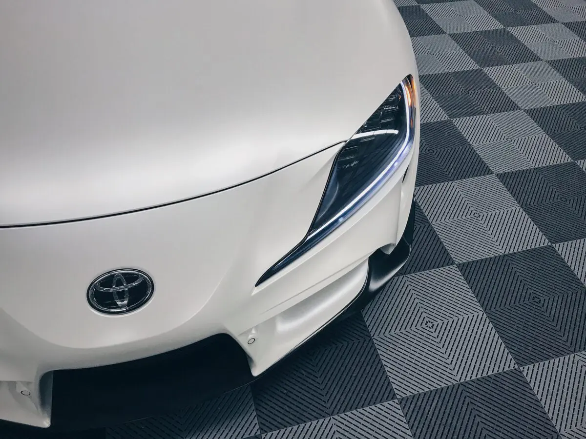 Toyota Supra A90 Avery Dennison Satin White Pearl Color Change Vinyl Wrap