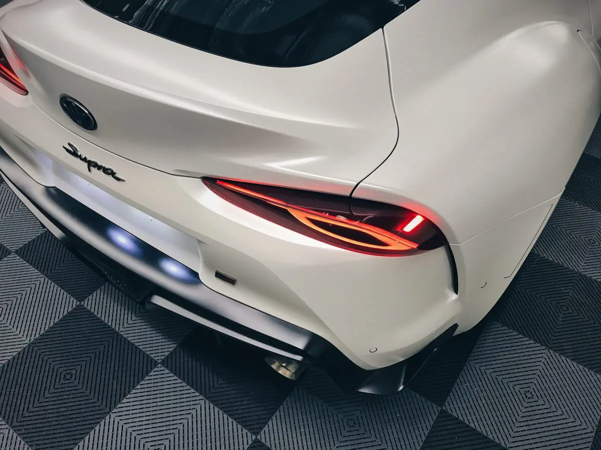 Toyota Supra A90 Avery Dennison Satin White Pearl Color Change Vinyl Wrap