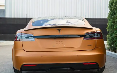 Copper Vinly Wrapped Tesla Model S Plaid