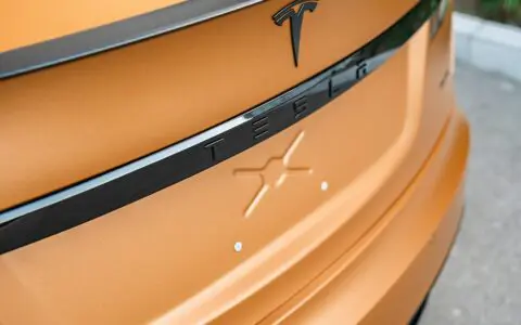 Copper Vinly Wrapped Tesla Model S Plaid
