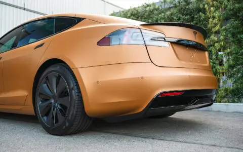 Copper Vinly Wrapped Tesla Model S Plaid