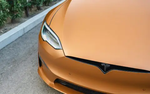 Copper Vinly Wrapped Tesla Model S Plaid