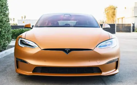 Copper Vinly Wrapped Tesla Model S Plaid