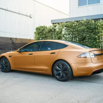 Copper Vinly Wrapped Tesla Model S Plaid