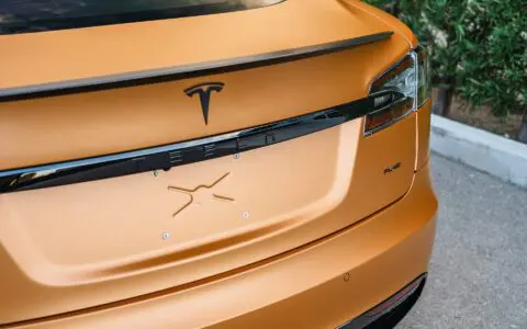 Copper Vinly Wrapped Tesla Model S Plaid