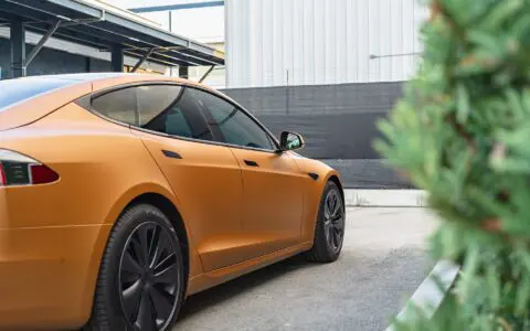 Copper Vinly Wrapped Tesla Model S Plaid