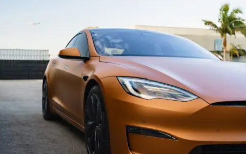 Copper Vinly Wrapped Tesla Model S Plaid