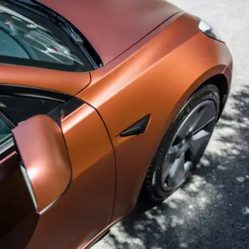 Tesla Model 3 Wrapped in Russet Red