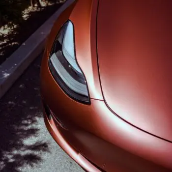 Tesla Model 3 Wrapped in Russet Red