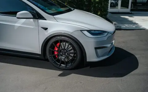 High-Gloss Simple Silver Tesla Model X - Paint Protection Film (PPF) and Ceramic Coating