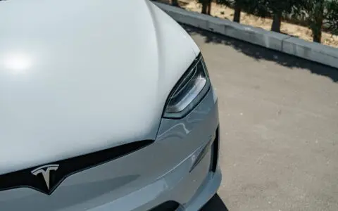 High-Gloss Simple Silver Tesla Model X - Paint Protection Film (PPF) and Ceramic Coating