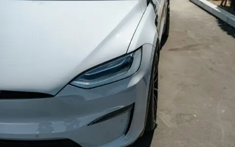 High-Gloss Simple Silver Tesla Model X - Paint Protection Film (PPF) and Ceramic Coating
