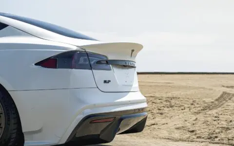 Satin White Pearl Unplugged Performance Tesla Model S Plaid S-APEX, Los Angeles, California