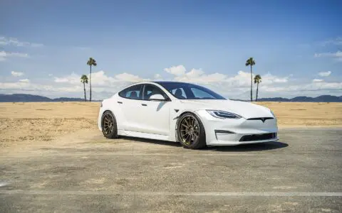 Satin White Pearl Unplugged Performance Tesla Model S Plaid S-APEX, Los Angeles, California