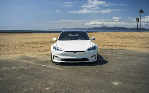 Satin White Pearl Unplugged Performance Tesla Model S Plaid S-APEX, Los Angeles, California