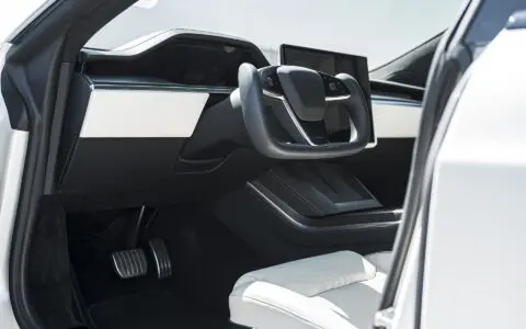 Satin White Pearl Unplugged Performance Tesla Model S Plaid S-APEX, Los Angeles, California