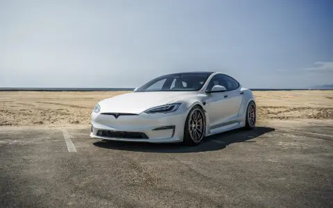 Satin White Pearl Unplugged Performance Tesla Model S Plaid S-APEX, Los Angeles, California