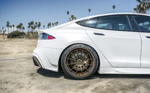 Satin White Pearl Unplugged Performance Tesla Model S Plaid S-APEX, Los Angeles, California