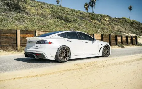 Satin White Pearl Unplugged Performance Tesla Model S Plaid S-APEX, Los Angeles, California