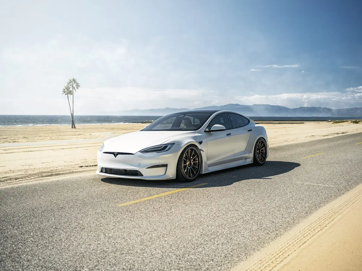 Satin White Pearl Unplugged Performance Tesla Model S Plaid S-APEX