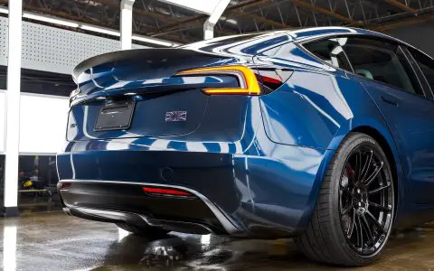 Tesla Highland Model 3 Performance - olor-change vinyl wrap, nano-ceramic window tint, ceramic coating
