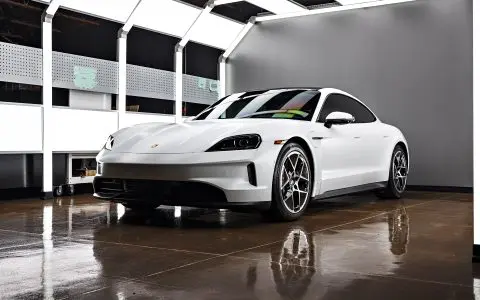 White Porsche Taycan - PPF, nano-ceramic window tint and ceramic coating