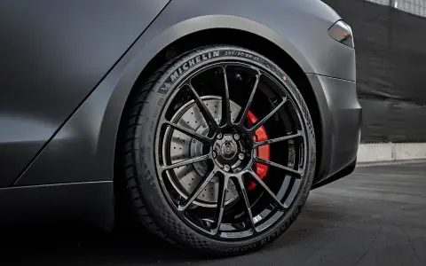 Stealth Model S Plaid - Full vehicle XPEL Stealth PPF 23 Tesla Model S Plaid Satin Black PPF Wrap Gloss Black 21 inch UP 03 Forged Wheels Red Carbon Ceramic Big Brake Kit 1920px Image 2