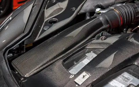 Grey Ferrari 812 Superfast - Full carbon fiber engine bay trim upgrades and Ceramic Coating