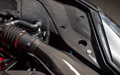Grey Ferrari 812 Superfast - Full carbon fiber engine bay trim upgrades and Ceramic Coating