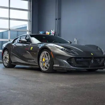 Grey Ferrari 812 Superfast – Full carbon fiber engine bay trim upgrades and Ceramic Coating