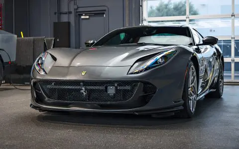 Grey Ferrari 812 Superfast - Full carbon fiber engine bay trim upgrades and Ceramic Coating