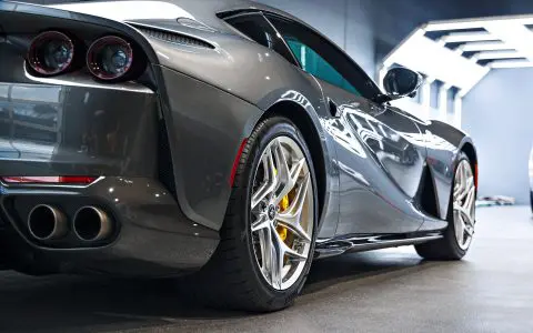 Grey Ferrari 812 Superfast - Full carbon fiber engine bay trim upgrades and Ceramic Coating