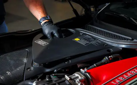 Grey Ferrari 812 Superfast - Full carbon fiber engine bay trim upgrades and Ceramic Coating