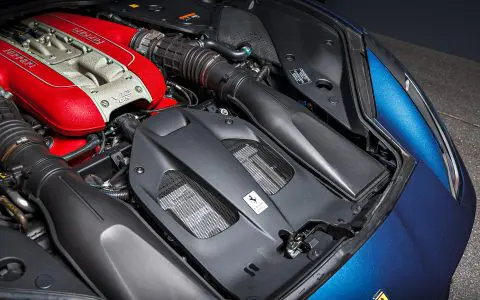 Blue Ferrari 812 Superfast - Full carbon fiber engine bay trim upgrades and Ceramic Coating