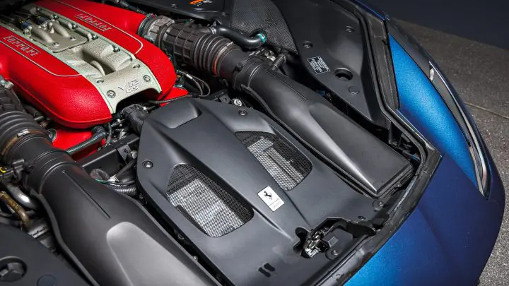 Blue Ferrari 812 Superfast - Full carbon fiber engine bay trim upgrades and Ceramic Coating