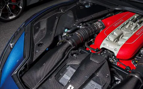 Blue Ferrari 812 Superfast - Full carbon fiber engine bay trim upgrades and Ceramic Coating