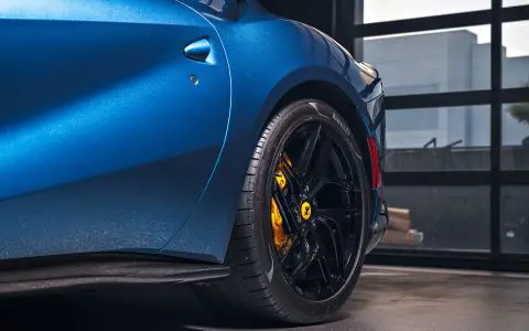 Blue Ferrari 812 Superfast - Full carbon fiber engine bay trim upgrades and Ceramic Coating
