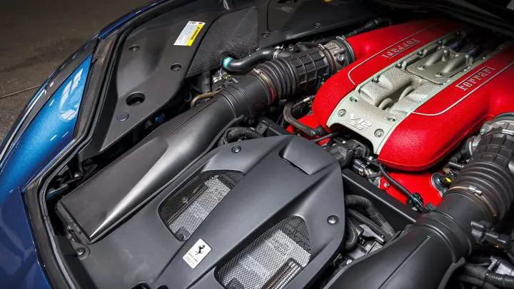 Blue Ferrari 812 Superfast - Full carbon fiber engine bay trim upgrades and Ceramic Coating