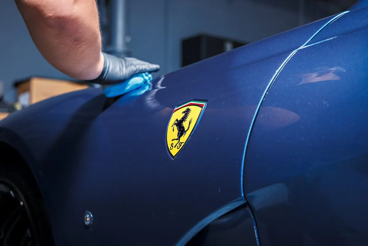Blue Ferrari 812 Superfast - Full carbon fiber engine bay trim upgrades and Ceramic Coating