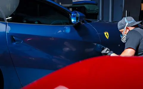 Blue Ferrari 812 Superfast - Full carbon fiber engine bay trim upgrades and Ceramic Coating
