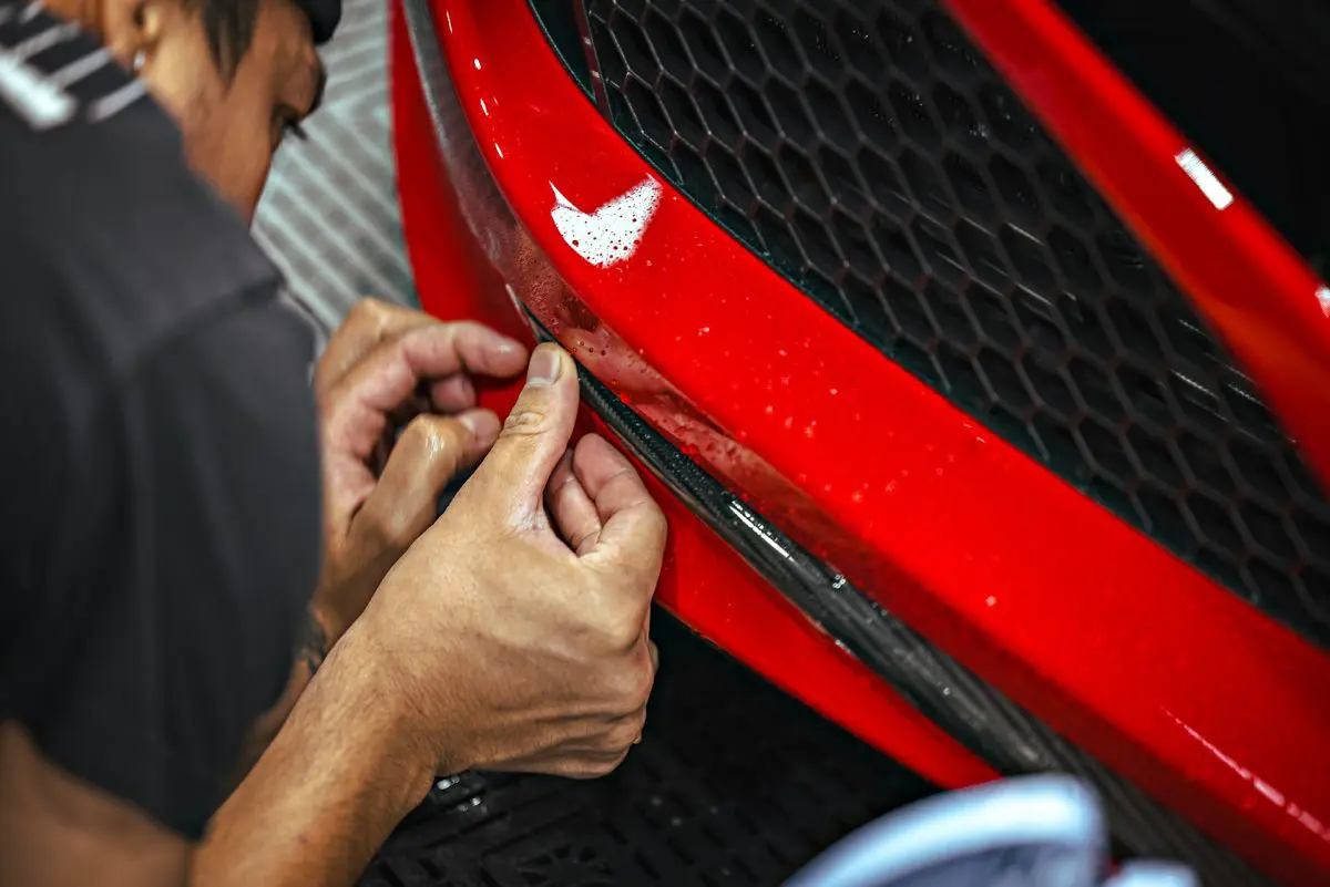 Honda NSX / Audi R8 Duo - XPEL Ultimate Plus PPF on front carbon fiber lip