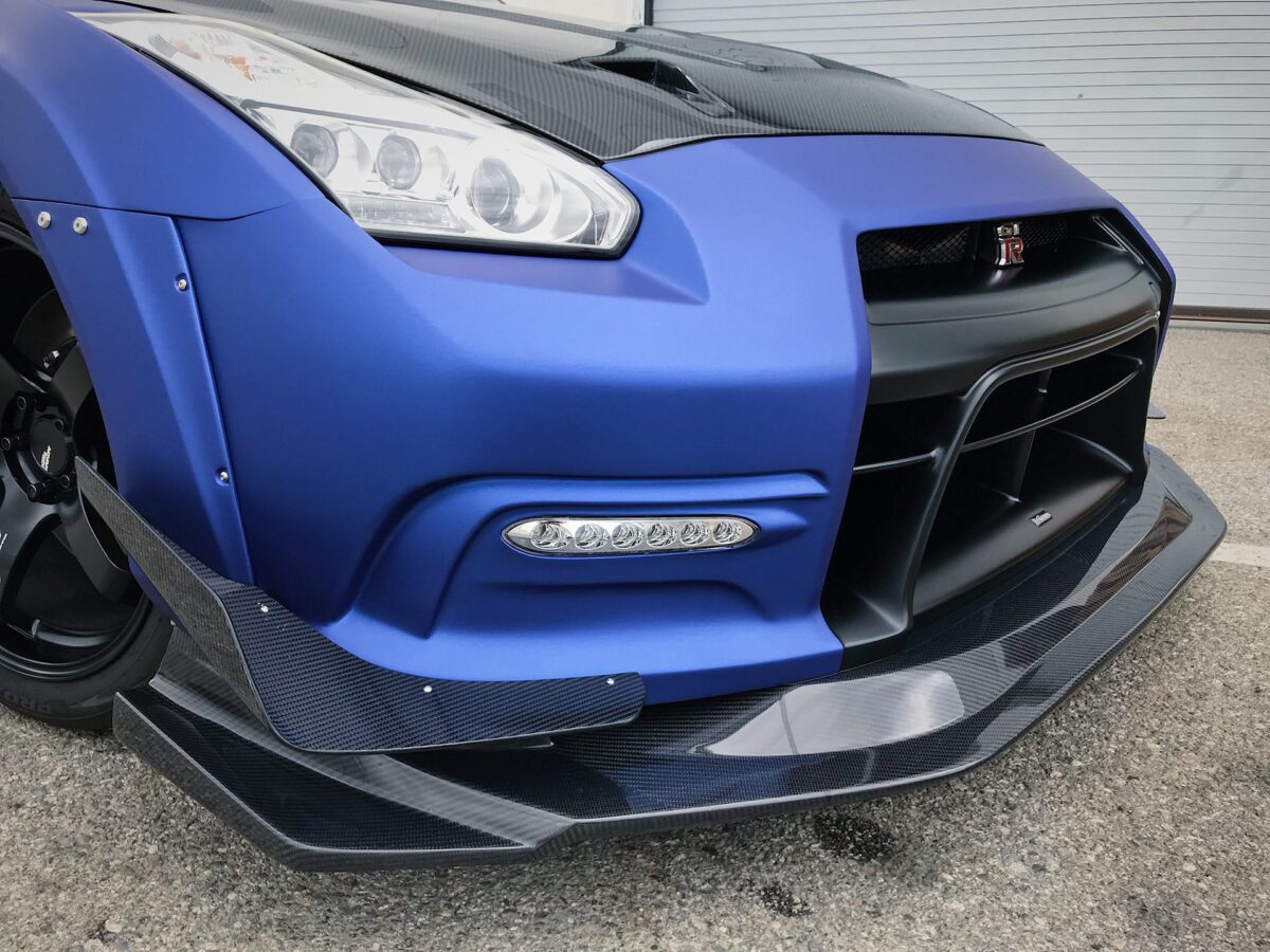 Nissan R35 GT-R Varis Avery Dennison Matte Brilliant Blue Metallic Color Change Vinyl Wrap
