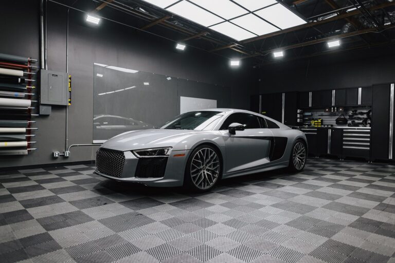 Floret Silver Audi R8 – Collision Recovery, Paint and XPEL Ultimate Plus Paint Protection Film (PPF)