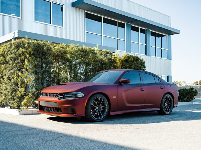 Absolute Matte Mythos Red Dodge Charger Scat Pack – Color-Change Vinyl Wrap, Ceramic Coating