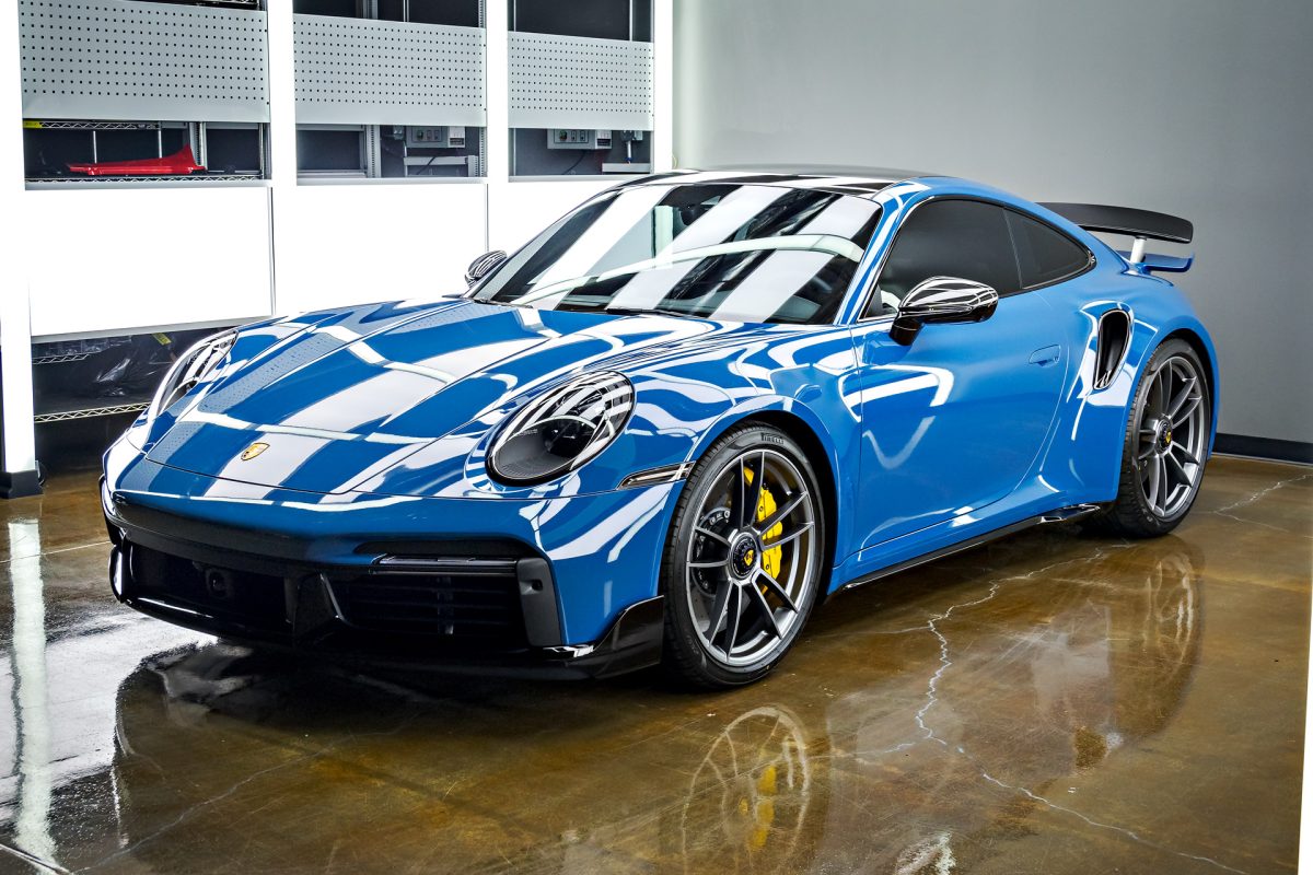 Oslo Blue 992 Porsche 911 Turbo S – PPF, Window tint and ceramic coating