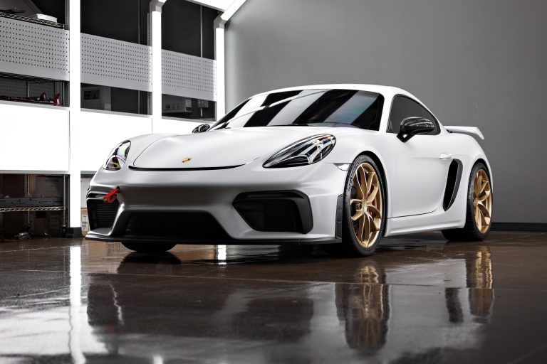 White 718 Porsche Cayman GT4 – PPF, Window Tint and Ceramic Coating