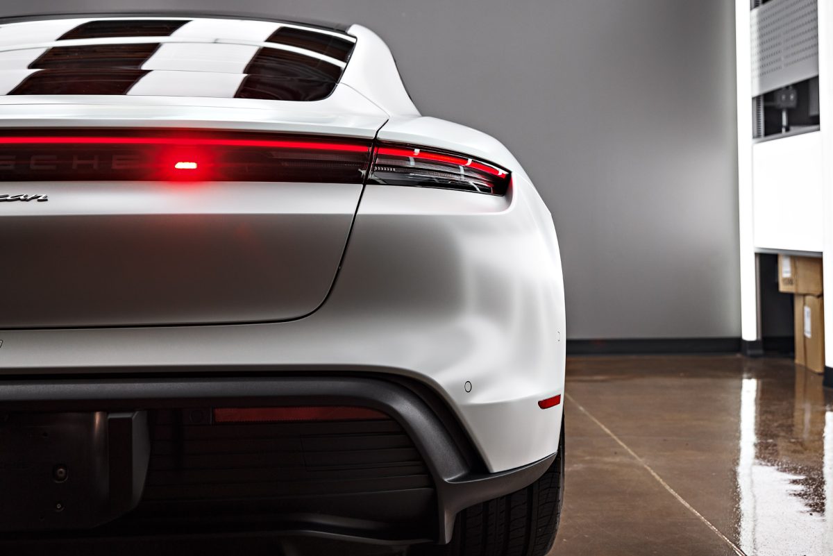 White Porsche Taycan - PPF, nano-ceramic window tint and ceramic coating