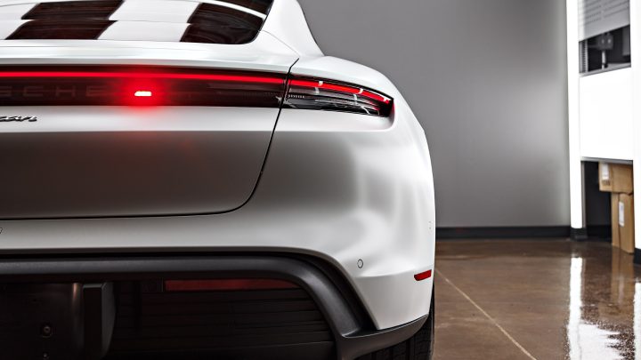 White Porsche Taycan - PPF, nano-ceramic window tint and ceramic coating